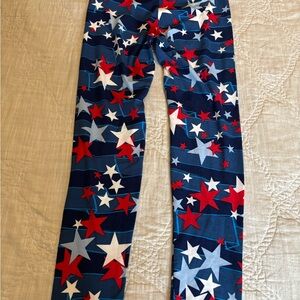 LuLaRoe Patriotic Star Leggings - Navy, Red, and White